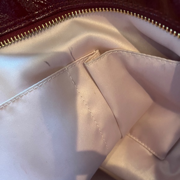 Coach Signature Embossed Gallery Burgundy Patent Leather Tote - Picture 3 of 12